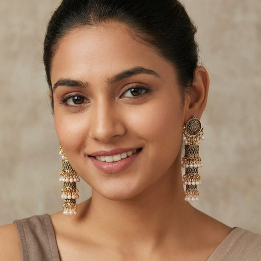 Aadrika - Oxidized Jhumka Earring Set