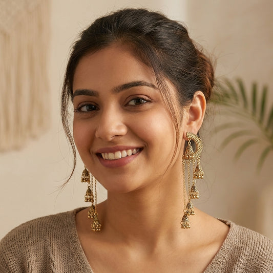 Ahaana - Oxidized Jhumka Earring Set