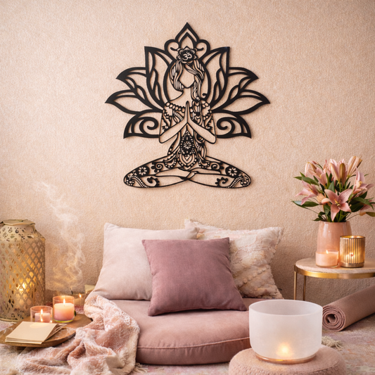 Aarohi Lotus Meditation Metal Wall Art - 14.4" x 15.7"