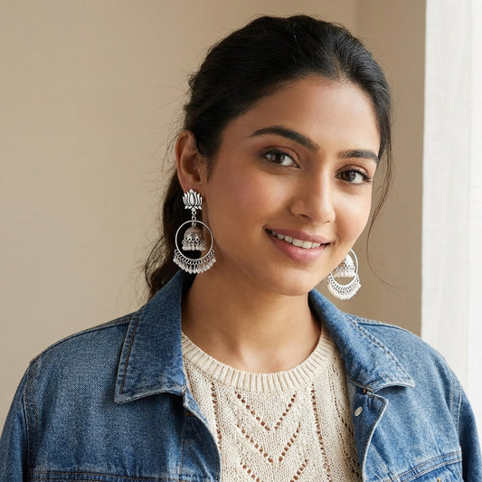 Ambuja - Oxidized Jhumka Earring Set