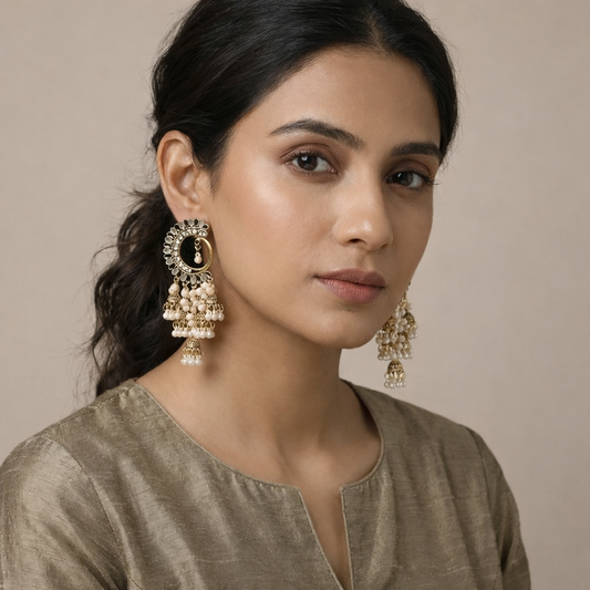 Chandani - Oxidized Jhumka Earring Set