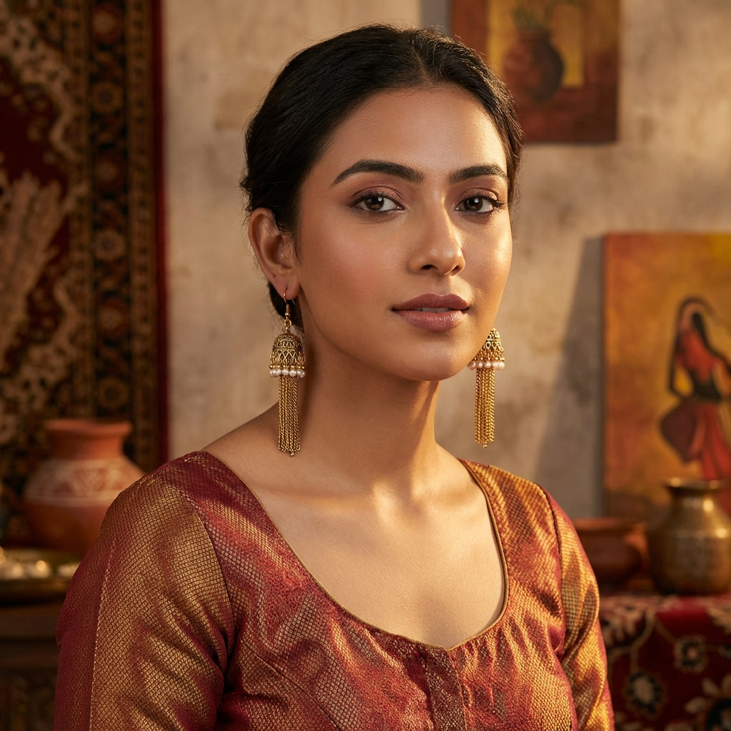 Ganga - Oxidized Jhumka Earring Set