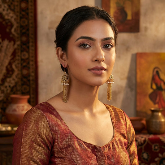 Ganga - Oxidized Jhumka Earring Set