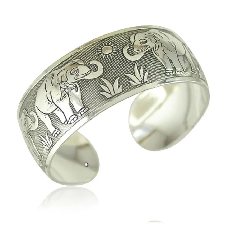 Pahar Cuff Tibetan-Style Silver Bangles