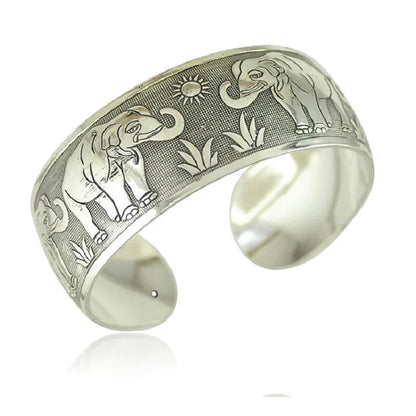 Pahar Cuff Tibetan-Style Silver Bangles