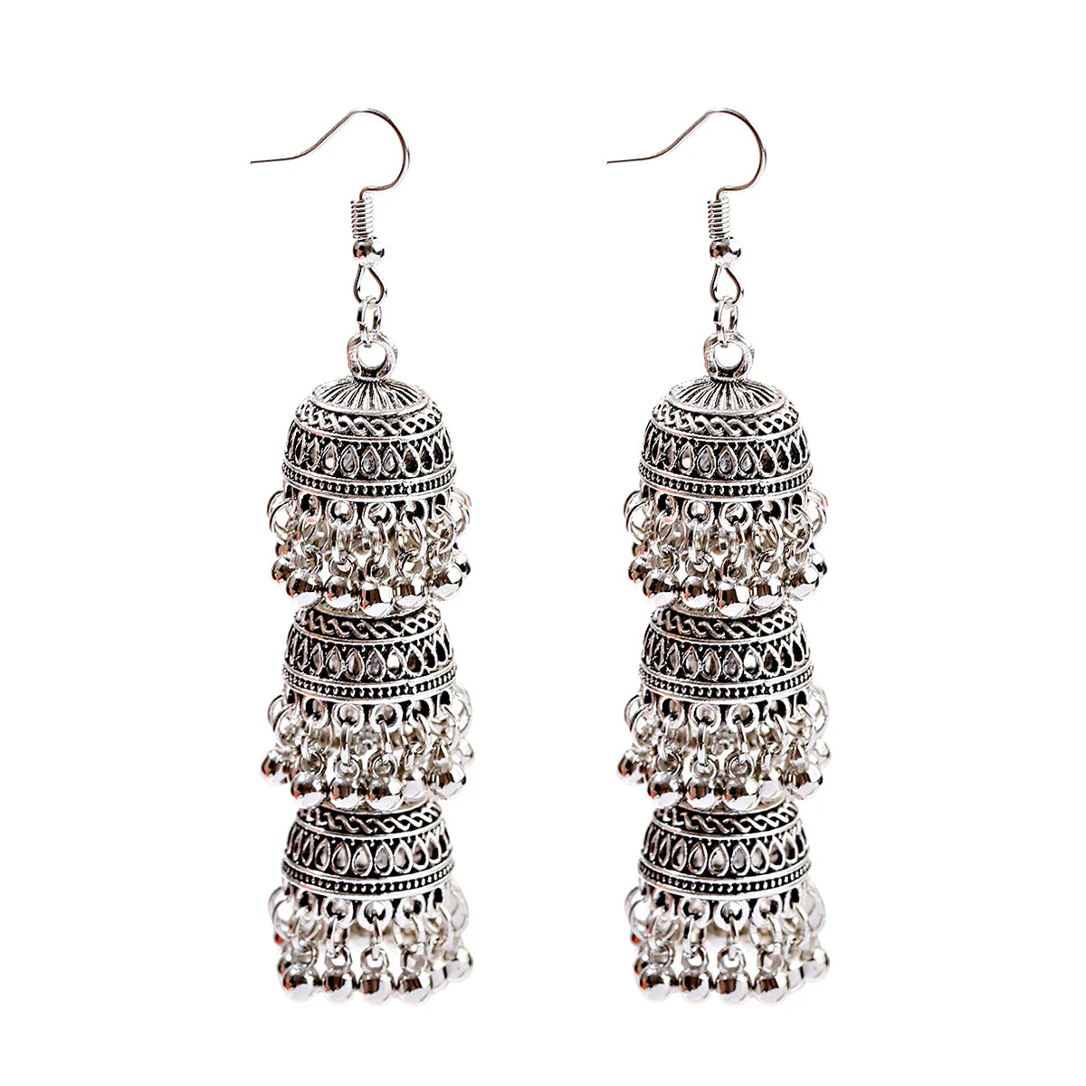 Triveni - Oxidized Triple Jhumka Earrings