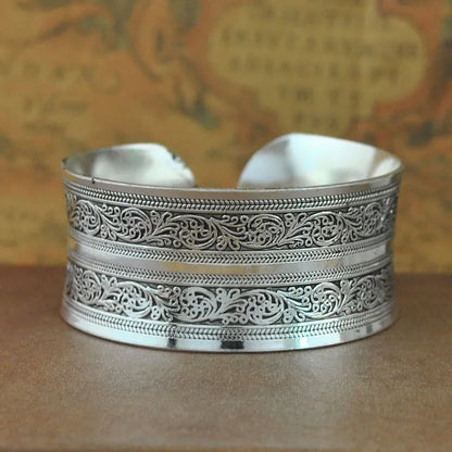 Pahar Cuff Tibetan-Style Silver Bangles