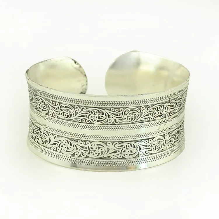 Pahar Cuff Tibetan-Style Silver Bangles