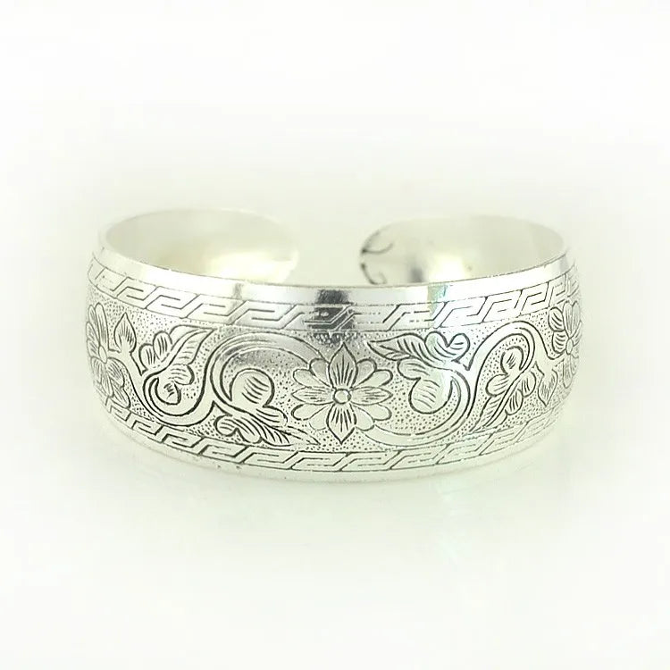 Pahar Cuff Tibetan-Style Silver Bangles