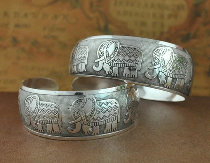 Pahar Cuff Tibetan-Style Silver Bangles