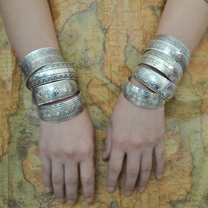 Pahar Cuff Tibetan-Style Silver Bangles