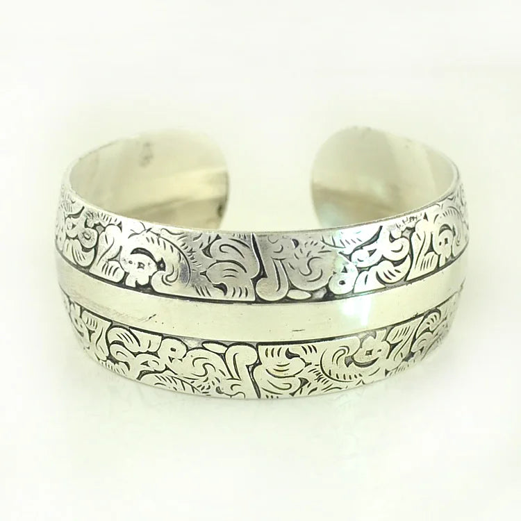 Pahar Cuff Tibetan-Style Silver Bangles