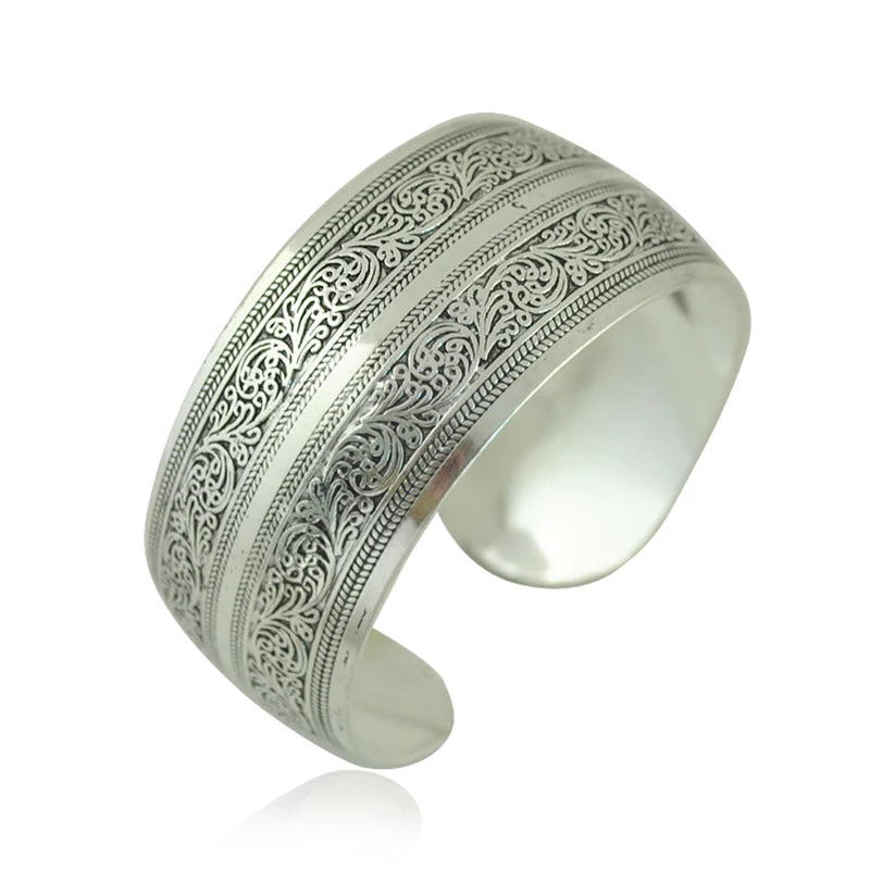 Pahar Cuff Tibetan-Style Silver Bangles