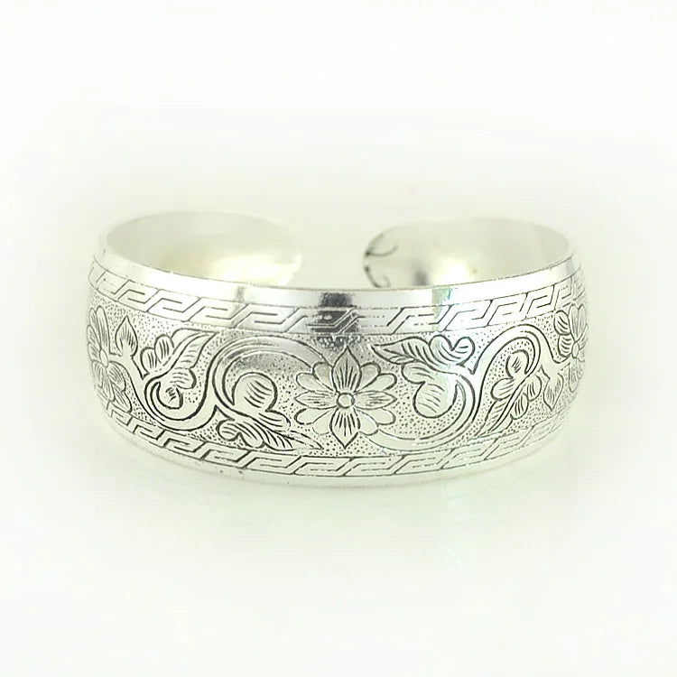 Pahar Cuff Tibetan-Style Silver Bangles