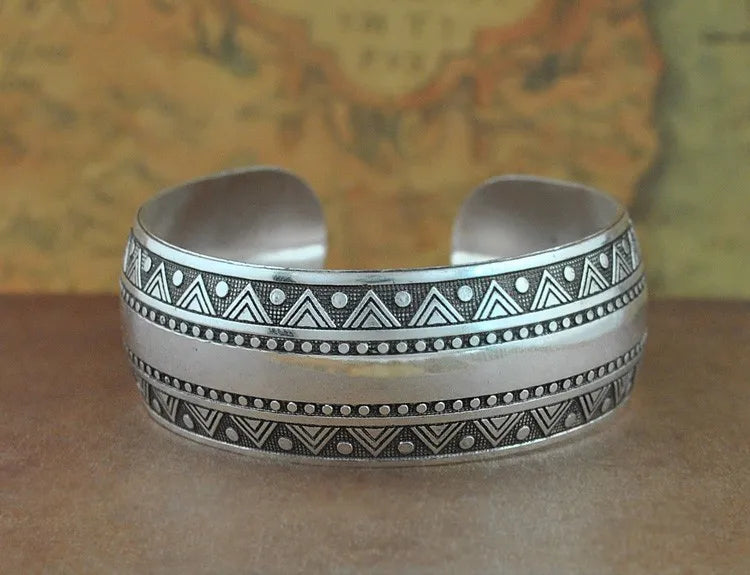 Pahar Cuff Tibetan-Style Silver Bangles