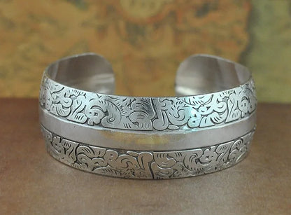 Pahar Cuff Tibetan-Style Silver Bangles