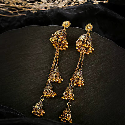 Noor-e-Zar - Premier Oxidized Jhumka Earrings