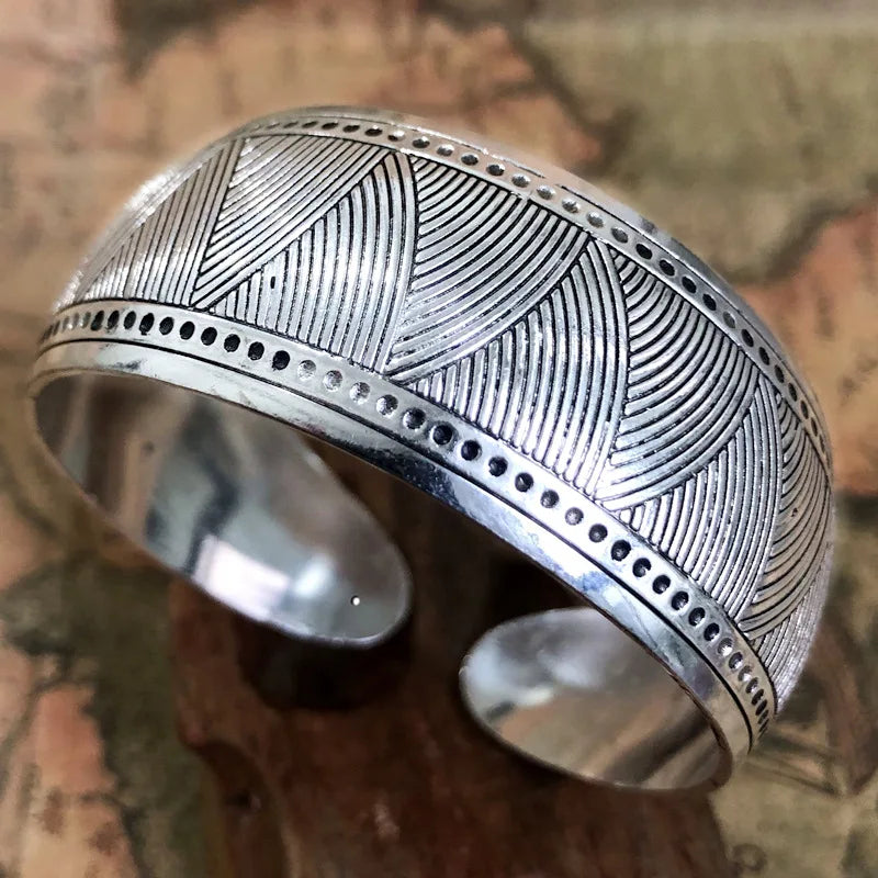 Pahar Cuff Tibetan-Style Silver Bangles