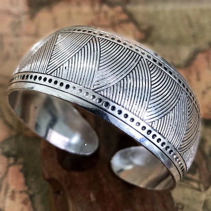 Pahar Cuff Tibetan-Style Silver Bangles