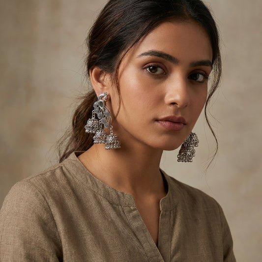 Mayura - Oxidized Jhumka Earring Set