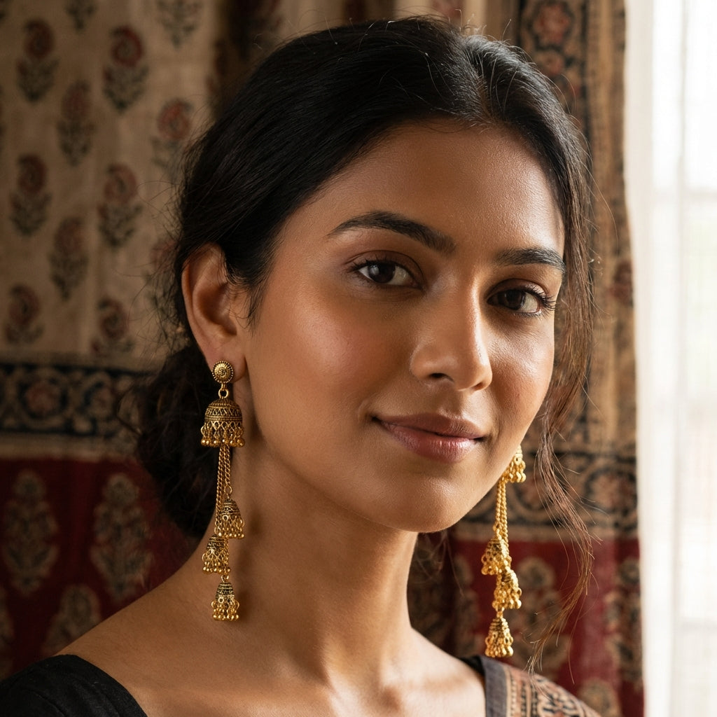 Noor-e-Zar - Premier Oxidized Jhumka Earrings