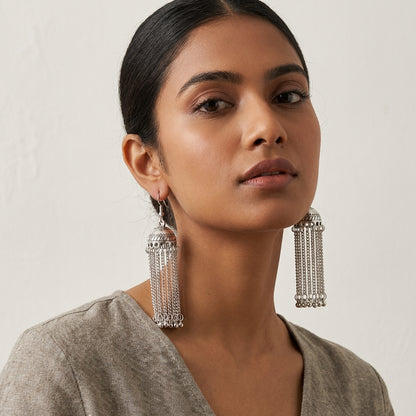 Noorani - Oxidized Jhumka Earrings
