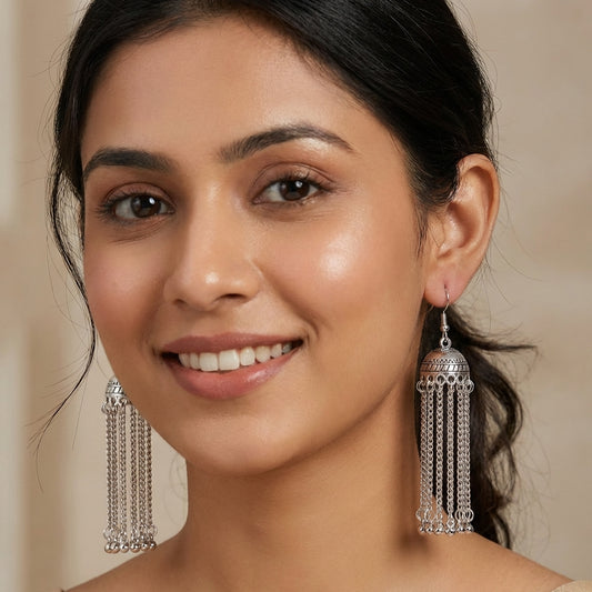 Noorani - Oxidized Jhumka Earrings