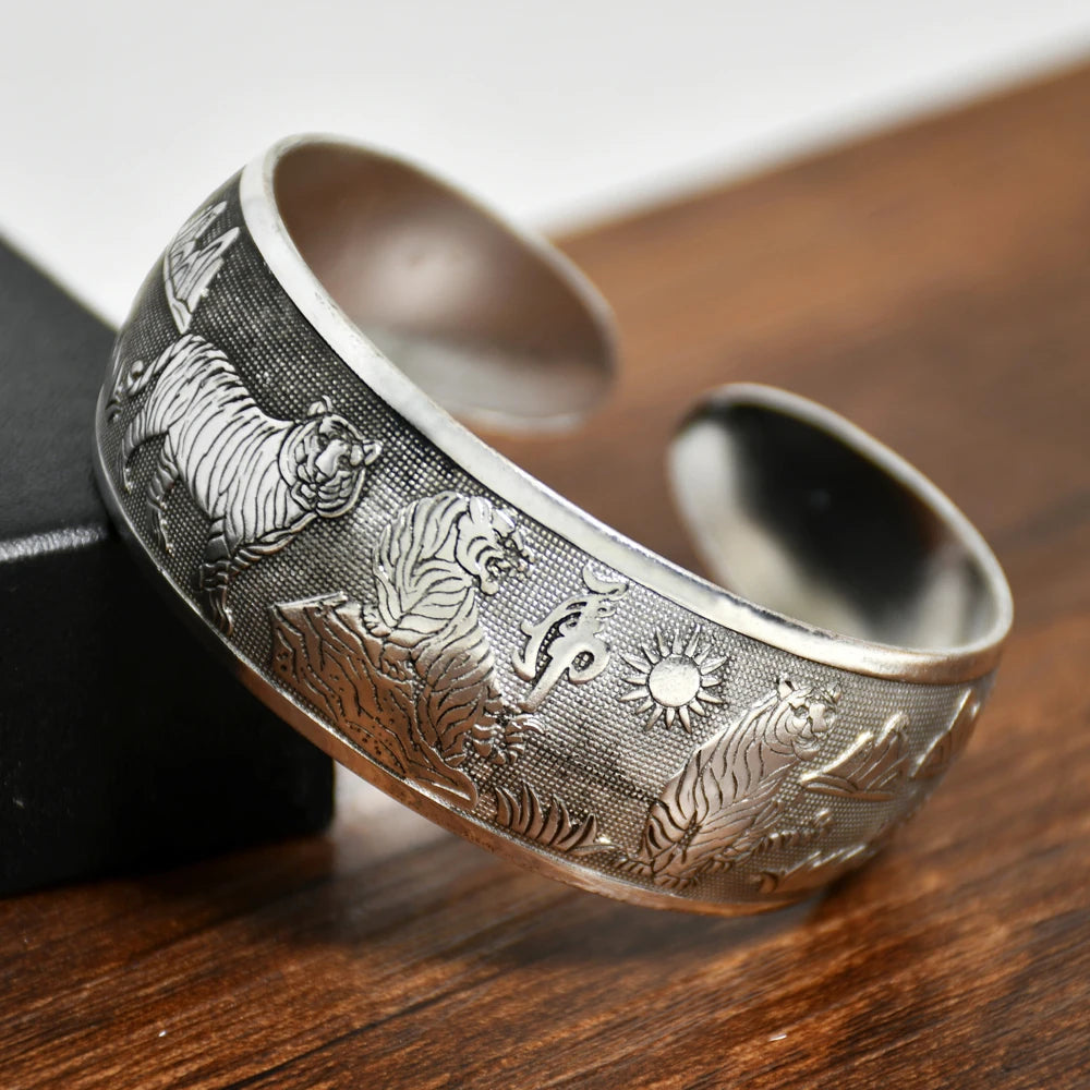 Pahar Cuff Tibetan-Style Silver Bangles