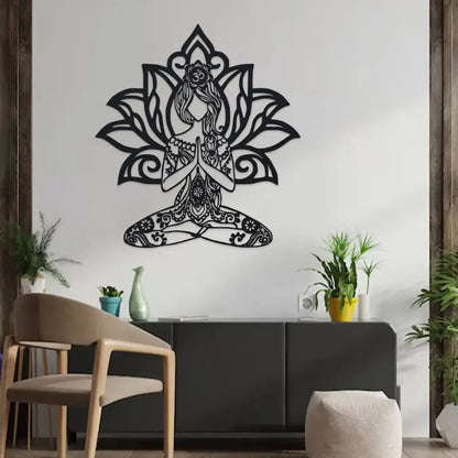 Aarohi Lotus Meditation Metal Wall Art - 14.4" x 15.7"