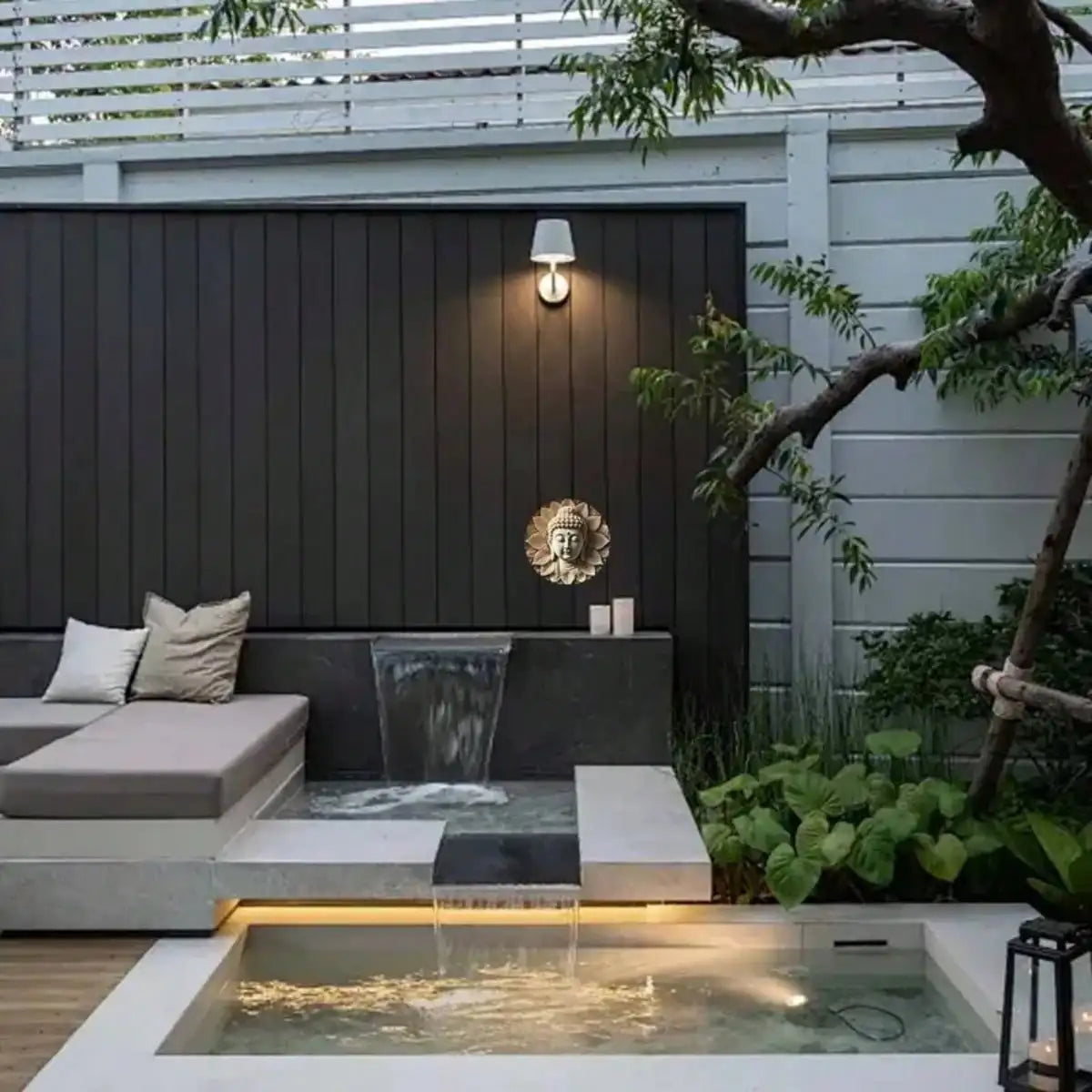 Shant Lotus Wooden Buddha Head