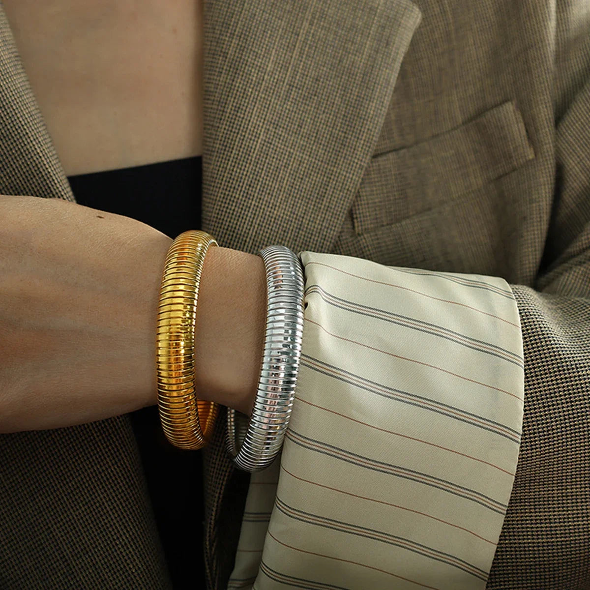 Ridged Snake Chain Bangles