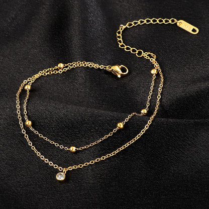 Golden Whisper Layered Anklet