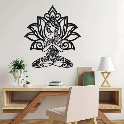 Aarohi Lotus Meditation Metal Wall Art - 14.4" x 15.7"