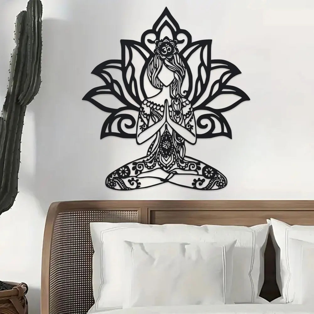 Aarohi Lotus Meditation Metal Wall Art - 14.4" x 15.7"