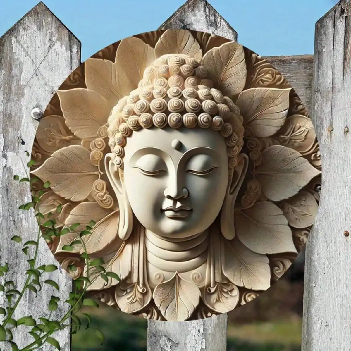 Shant Lotus Wooden Buddha Head