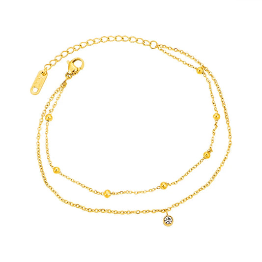 Golden Whisper Layered Anklet