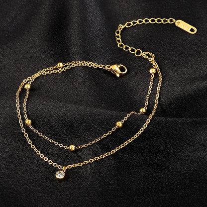 Golden Whisper Layered Anklet