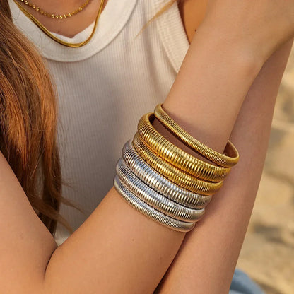 Ridged Snake Chain Bangles