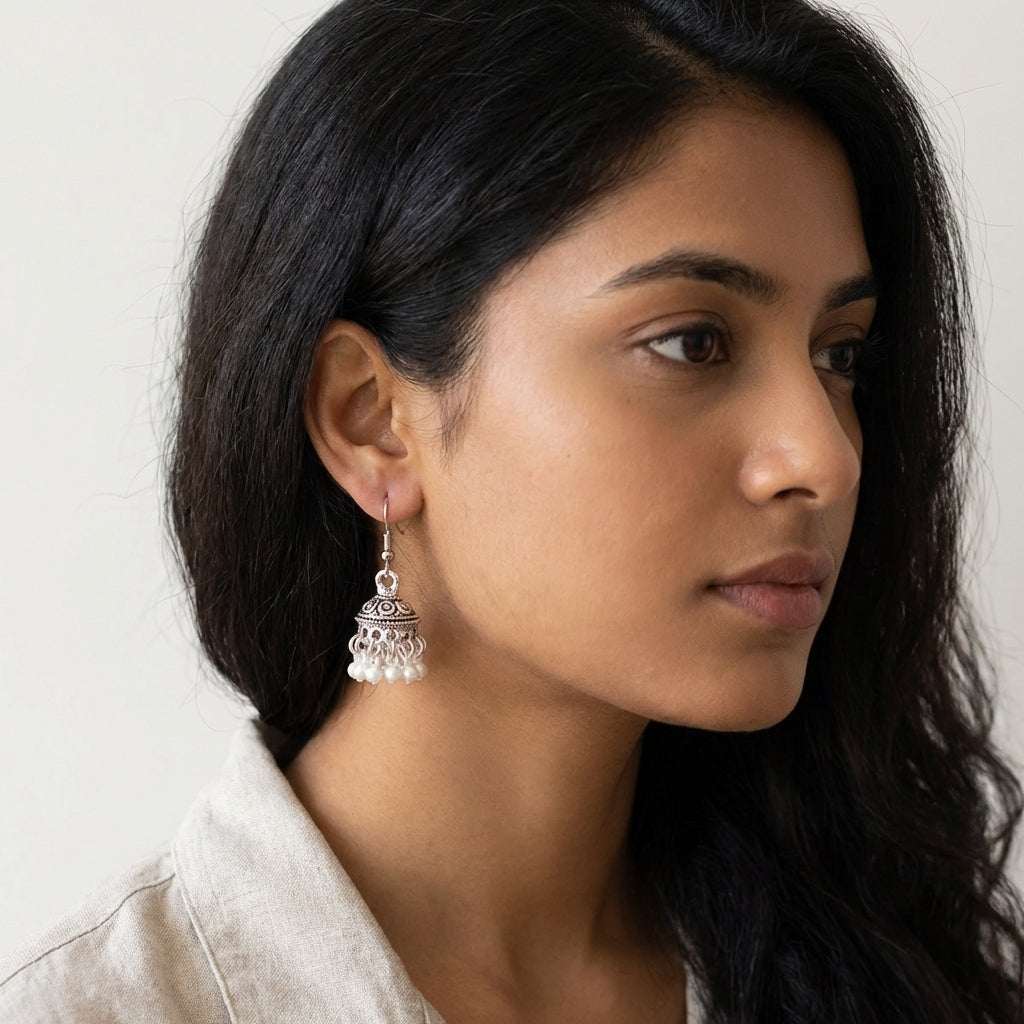 Saanjh - Oxidized Jhumka Earring Set