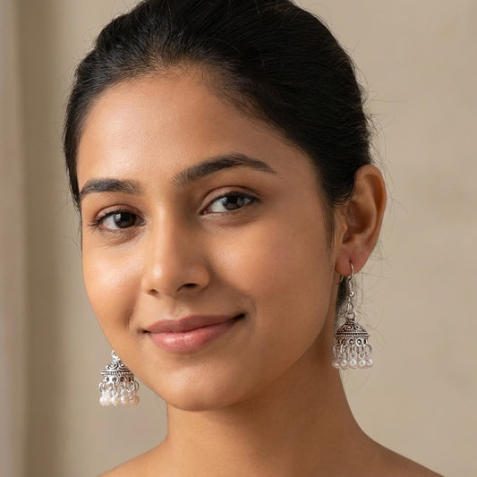 Saanjh - Oxidized Jhumka Earring Set