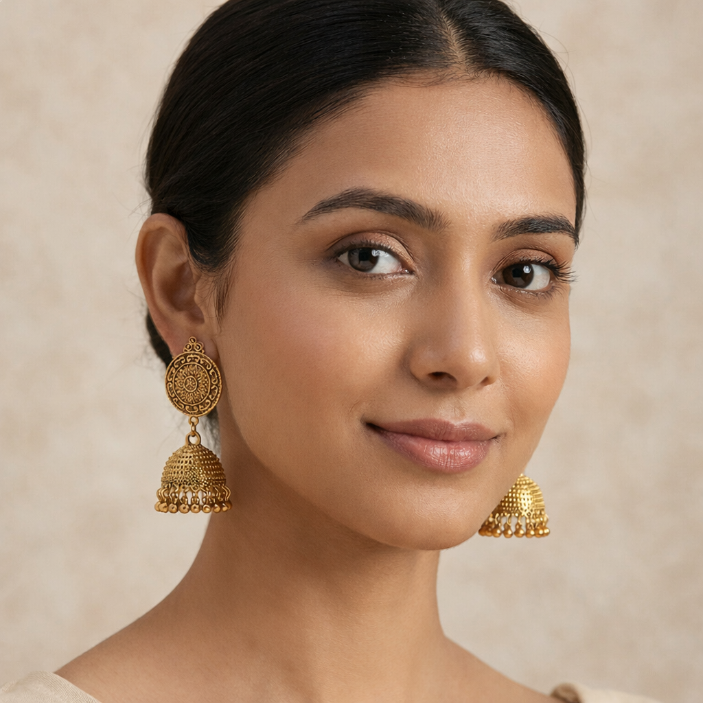 Saanjh - Oxidized Jhumka Earring Set