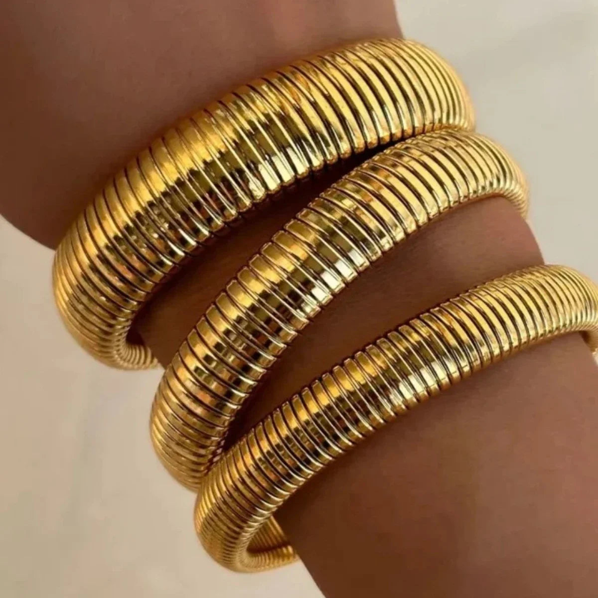 Ridged Snake Chain Bangles