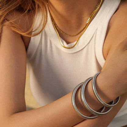 Ridged Snake Chain Bangles