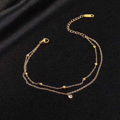 Golden Whisper Layered Anklet