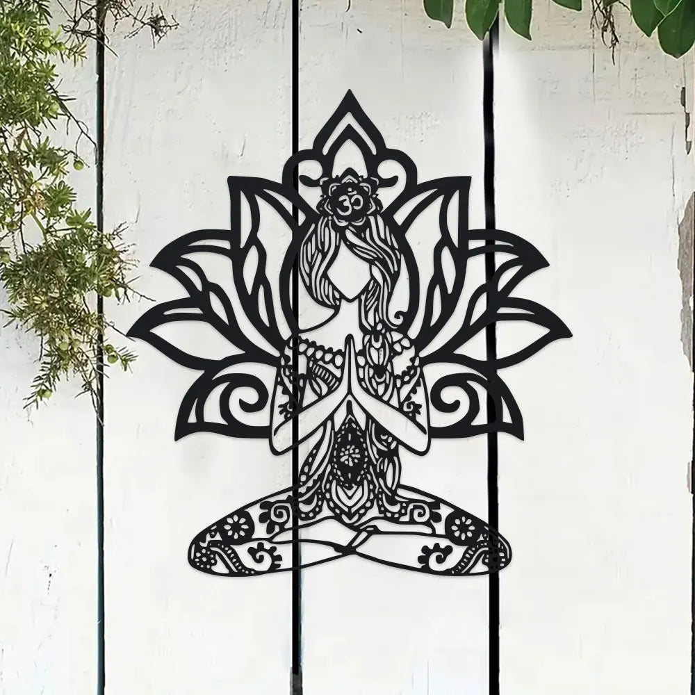 Aarohi Lotus Meditation Metal Wall Art - 14.4" x 15.7"