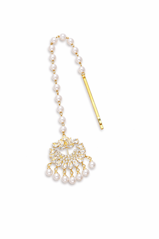 Aaina Pearl Drop Maang Tikka