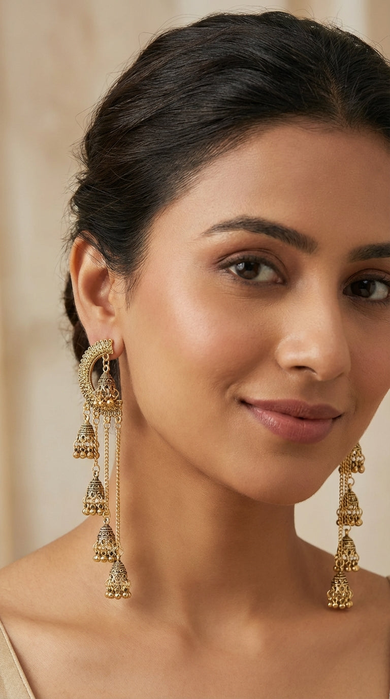 Ahaana - Oxidized Jhumka Earring Set