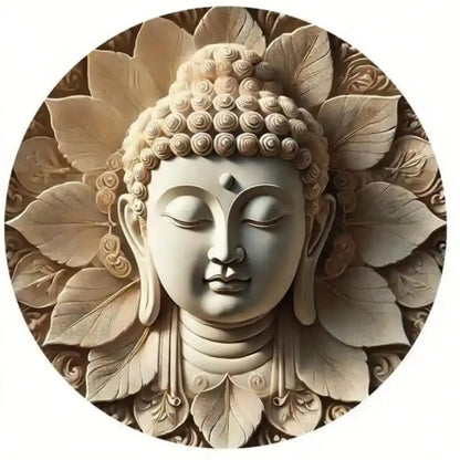 Shant Lotus Wooden Buddha Head