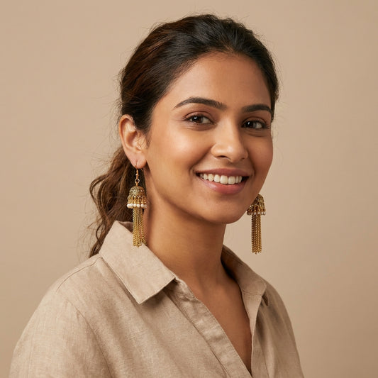 Ganga - Oxidized Jhumka Earring Set