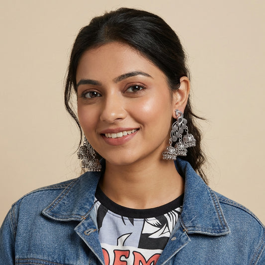 Mayura - Oxidized Jhumka Earring Set